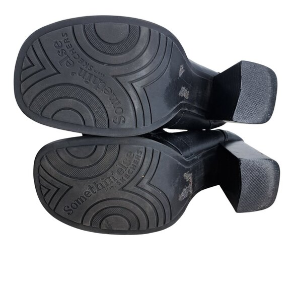 Vintage Y2K Skechers Faux Leather Chunky Heels Size 7 7.5? Somethin' Else Black - Picture 12 of 13